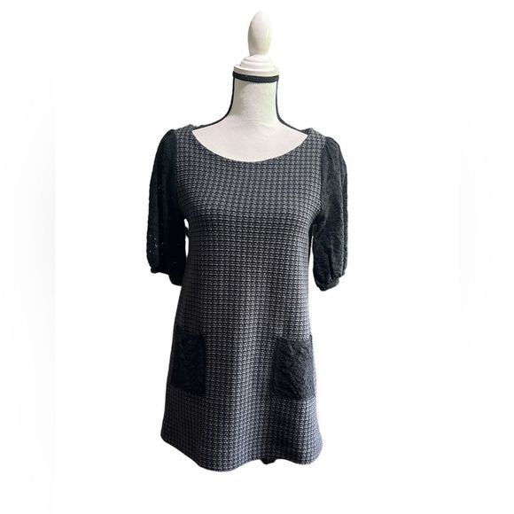Anthropologie houndstooth mini dress size small with pockets - Picture 1 of 5